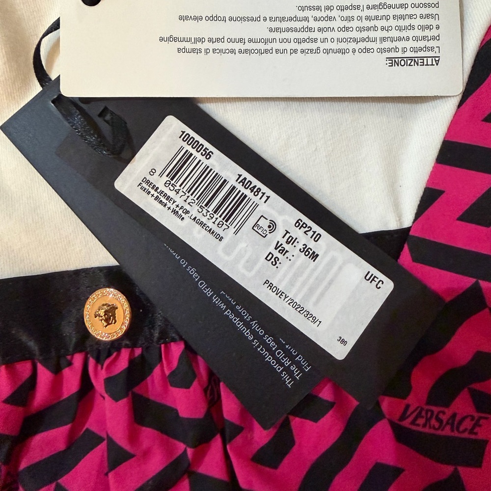 Versace Pink and Black dress. NWT size 3T fits more like a 2T. 100% authentic.